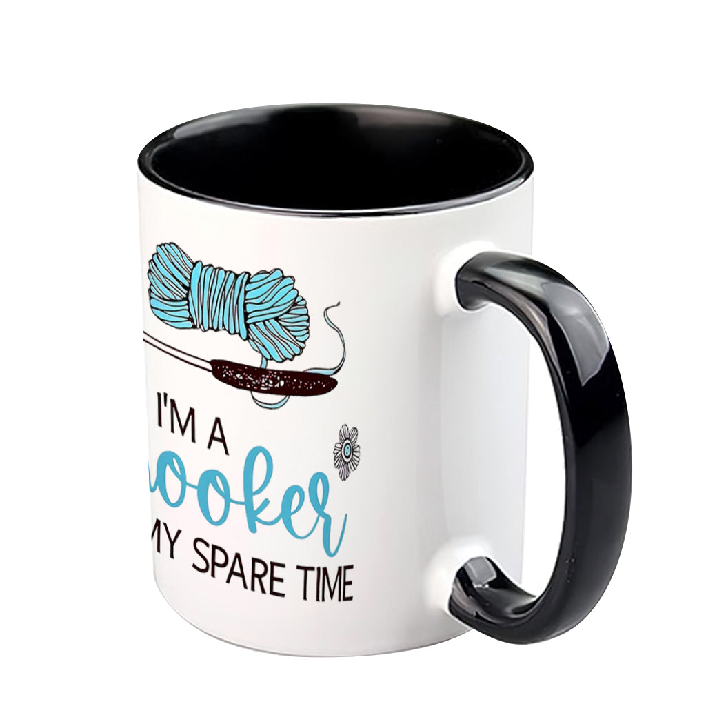 Ich bin Häklerin in meiner Freizeit - Personalisierte Tasse mit Häkelmotiv