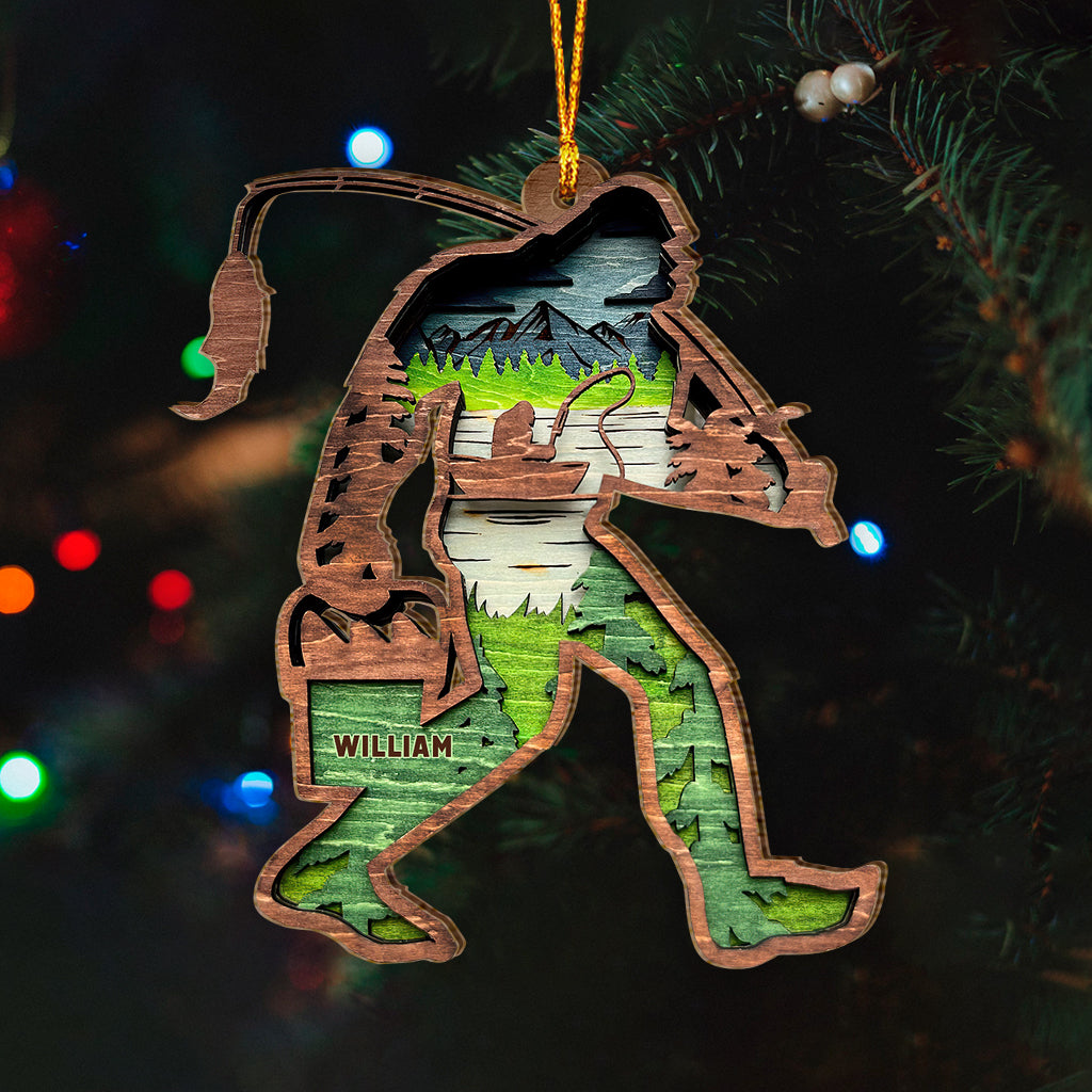 Bigfoot mit Angelrute – Personalisierter Angelschmuck