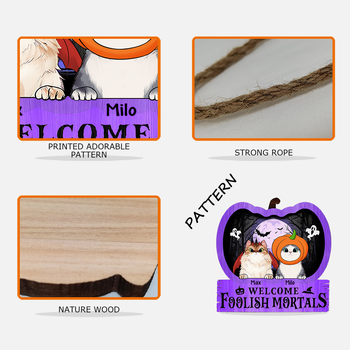 Willkommen, du törichter Sterblicher – personalisiertes Katzen-Holzschild