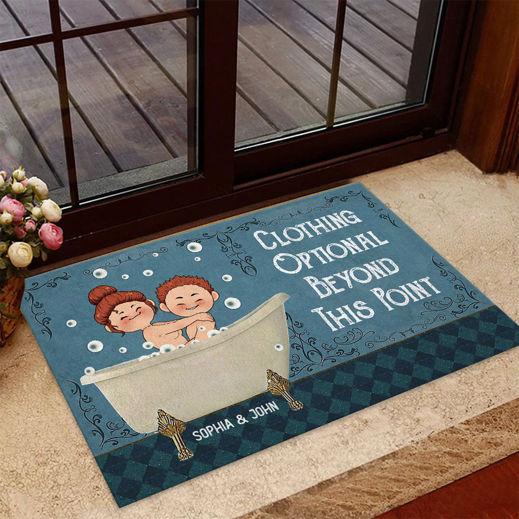 Kleidung optional ab hier – Personalisierte Fußmatte für Paare