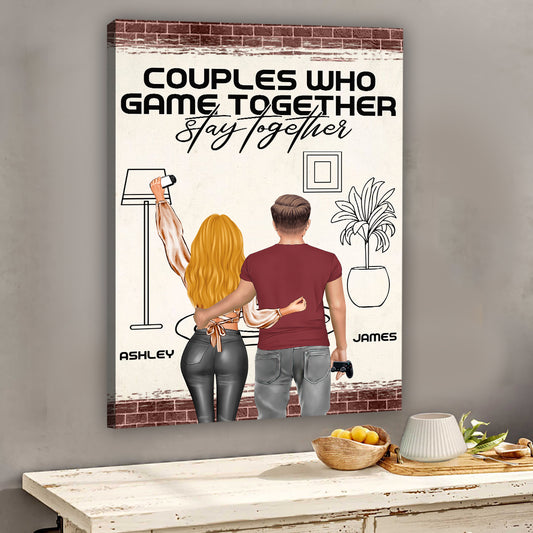 Gemeinsam spielende Paare bleiben zusammen – Personalisierte Videospiel-Leinwand und Poster