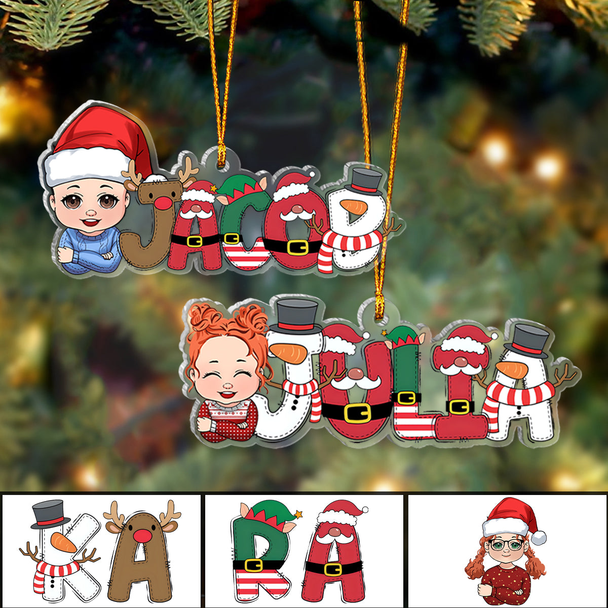 Frohe Weihnachten – Personalisierter transparenter Kinder-Weihnachtsschmuck