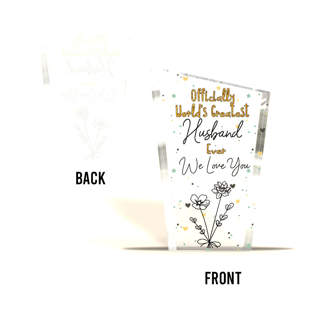 Officially World's Greatest Mom Ever - Gift for mom, grandma, wife, dad, grandpa, husband - Personalized Custom Shaped Acrylic Plaque