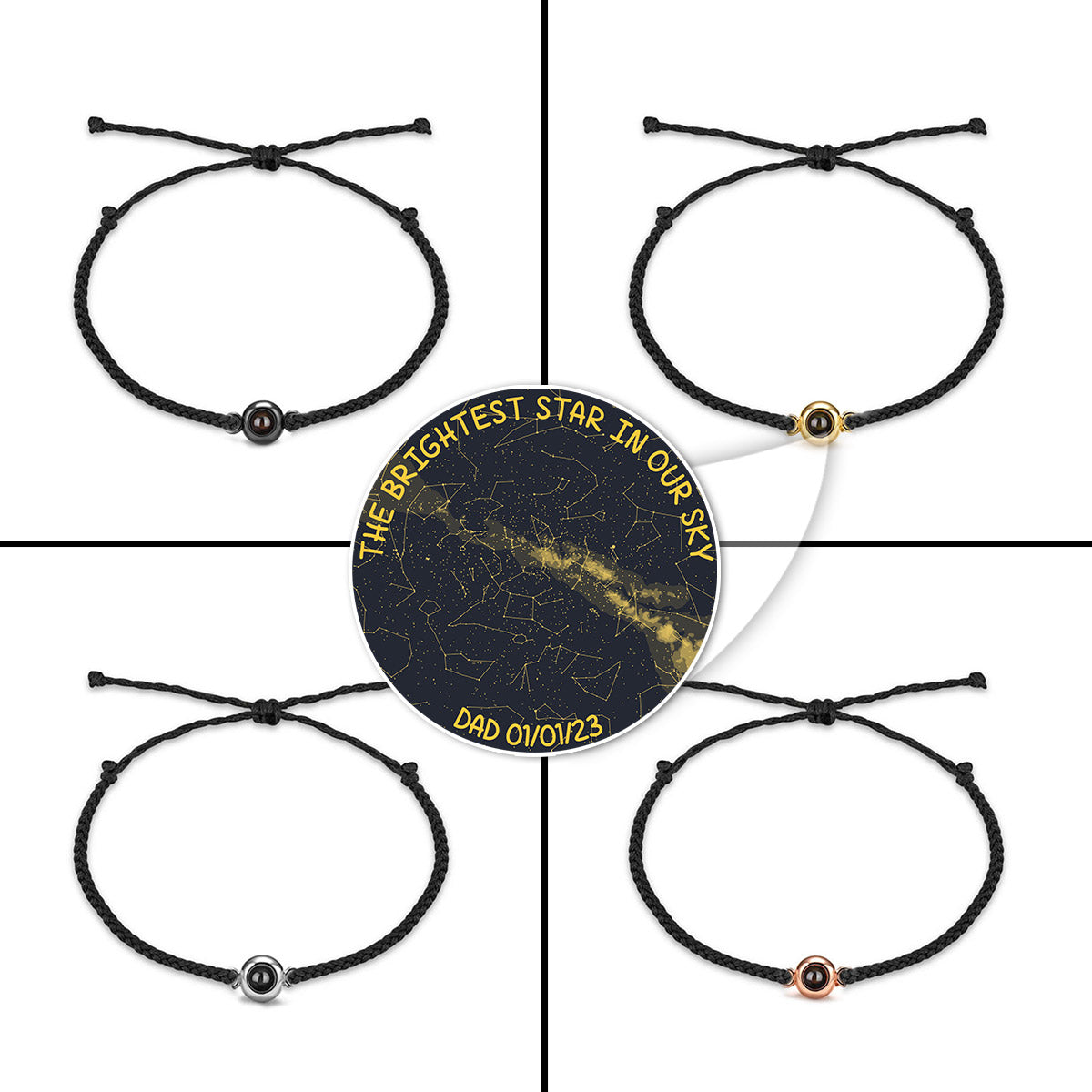 The Brightest Star In Our Sky Custom Starmap Memorial - Memorial gift for loss of dog, cat - Personalized Projection Bracelet
