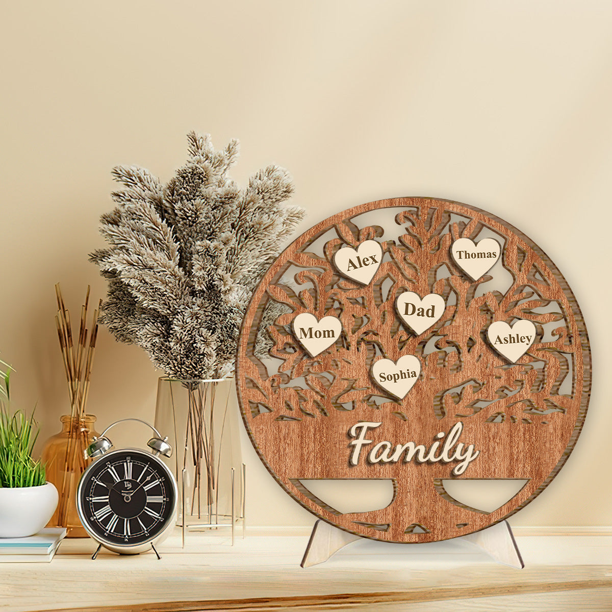 Familie ist für immer – Personalisiertes zweilagiges Holzschild „Familie“ / Holzplakette