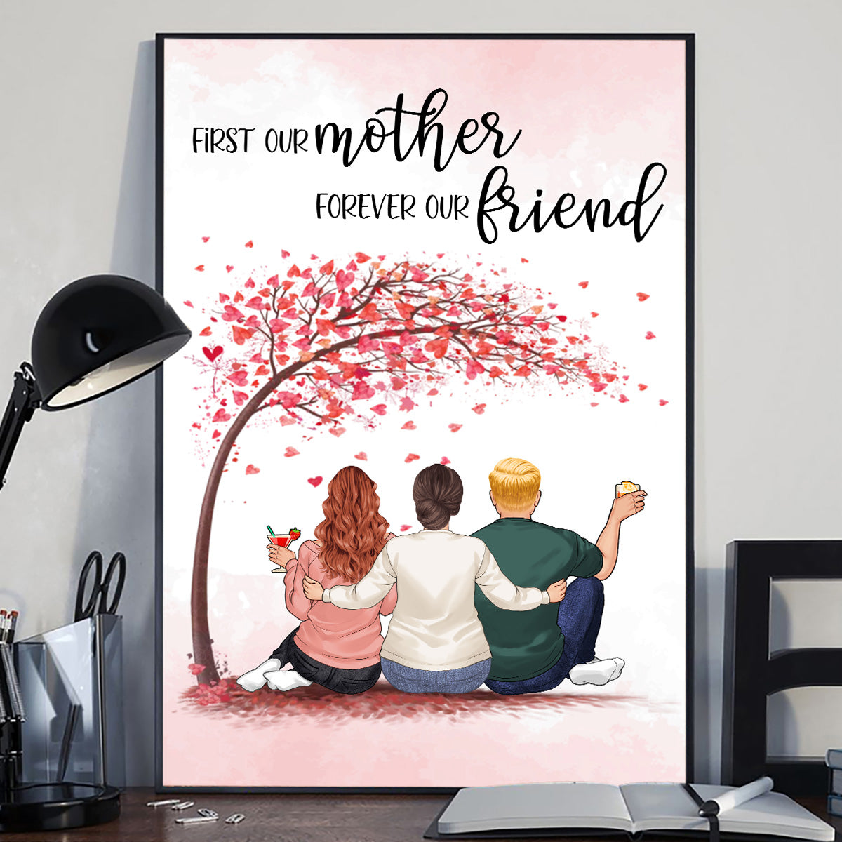 Für immer verbunden – Geschenk für Mama, Tochter, Sohn – Personalisierte Leinwand und Poster