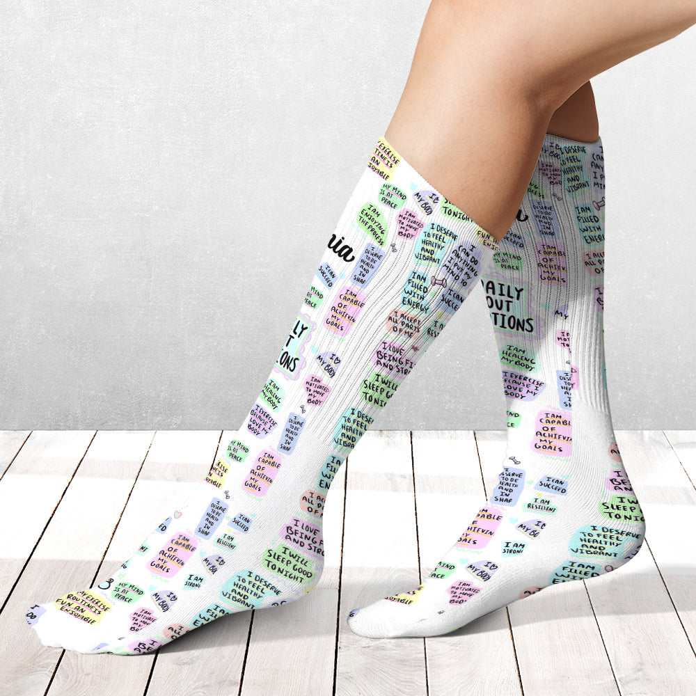Meine täglichen Workout-Affirmationen – personalisierte Fitness-Socken