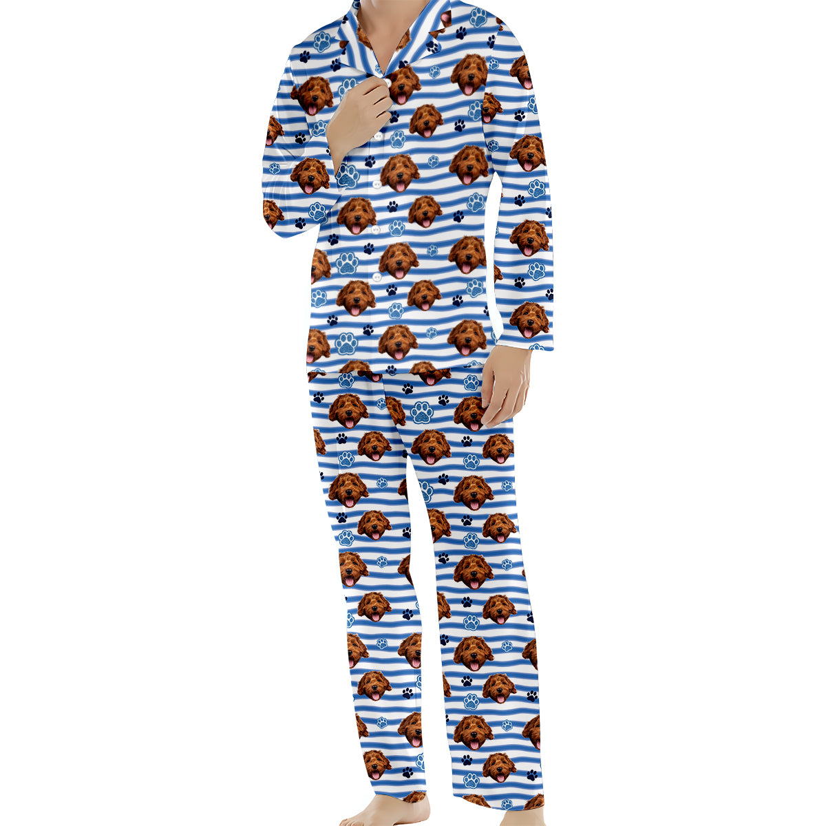 Hundemama-Vibes – Personalisierter Hunde-Pyjama mit Knopfleiste