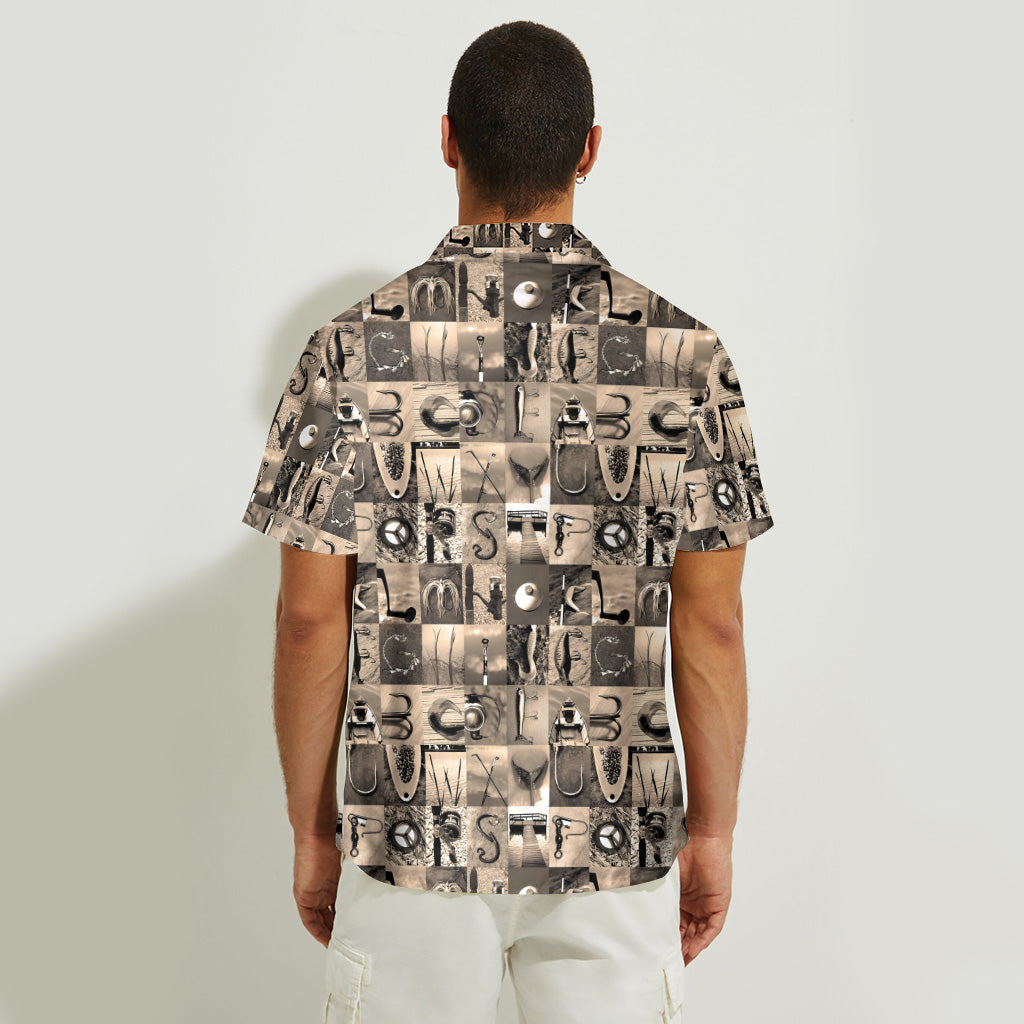 Vintage Fishing Alphabet - Personalized Fishing Hawaiian Shirt