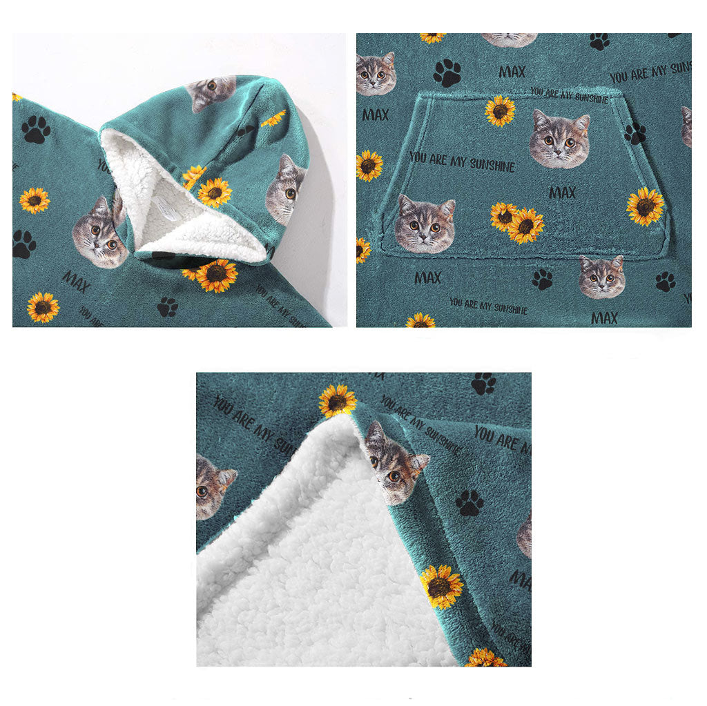 Du bist mein Sonnenschein – Hundegeschenk für Katzenliebhaber – Personalisierter Decken-Hoodie