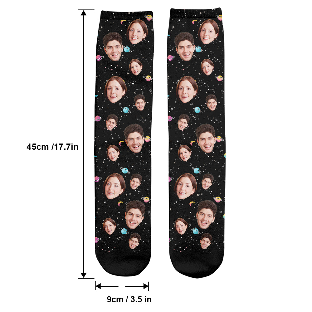 Personalisierte Socken mit Galaxy-Gesichtsmotiven – Partner-Socken