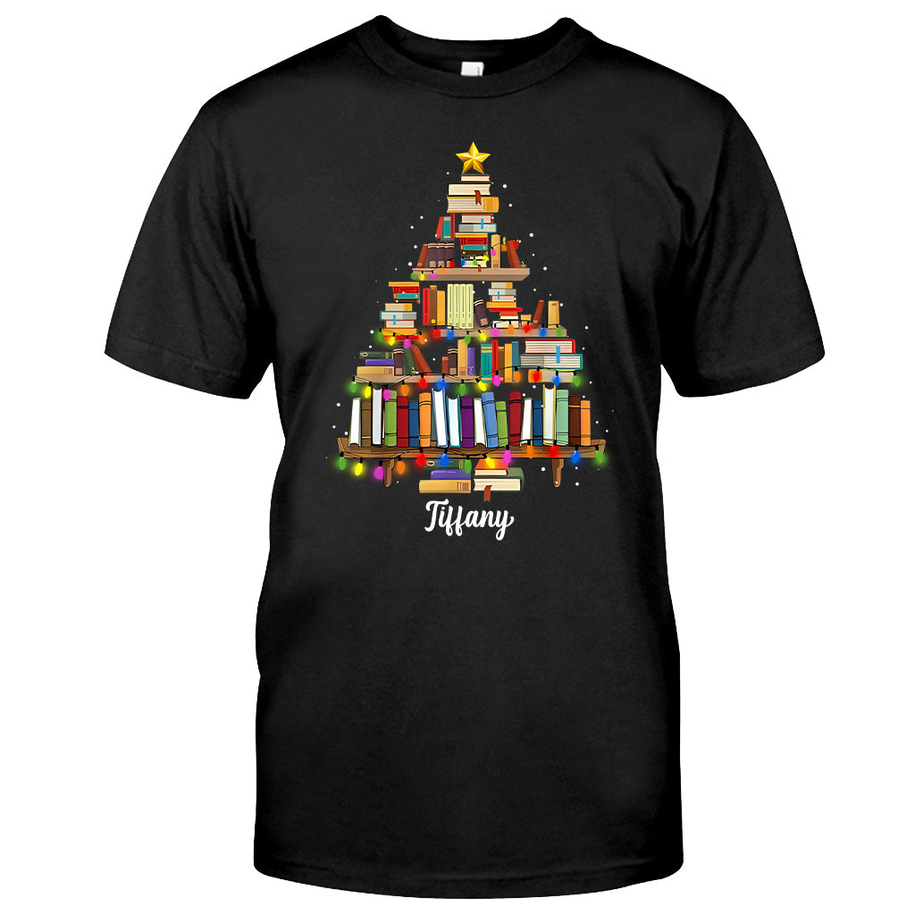 Bücher-Weihnachtsbaum – Personalisiertes Buch-T-Shirt und Hoodie