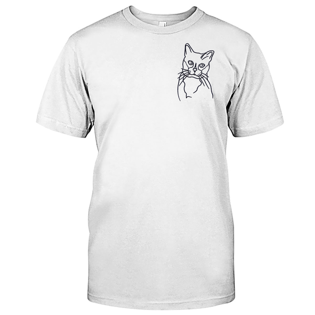 Individuelle Linienzeichnung – Personalisiertes T-Shirt mit Katzenstickerei