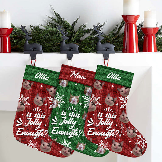 Is This Jolly Enough - Personalized Cat Christmas Stockings