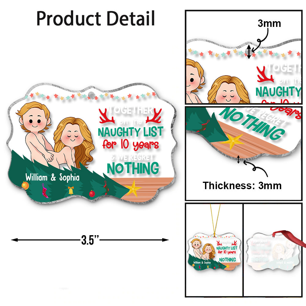 Together On The Naughty List - Personalized Couple Transparent Ornament