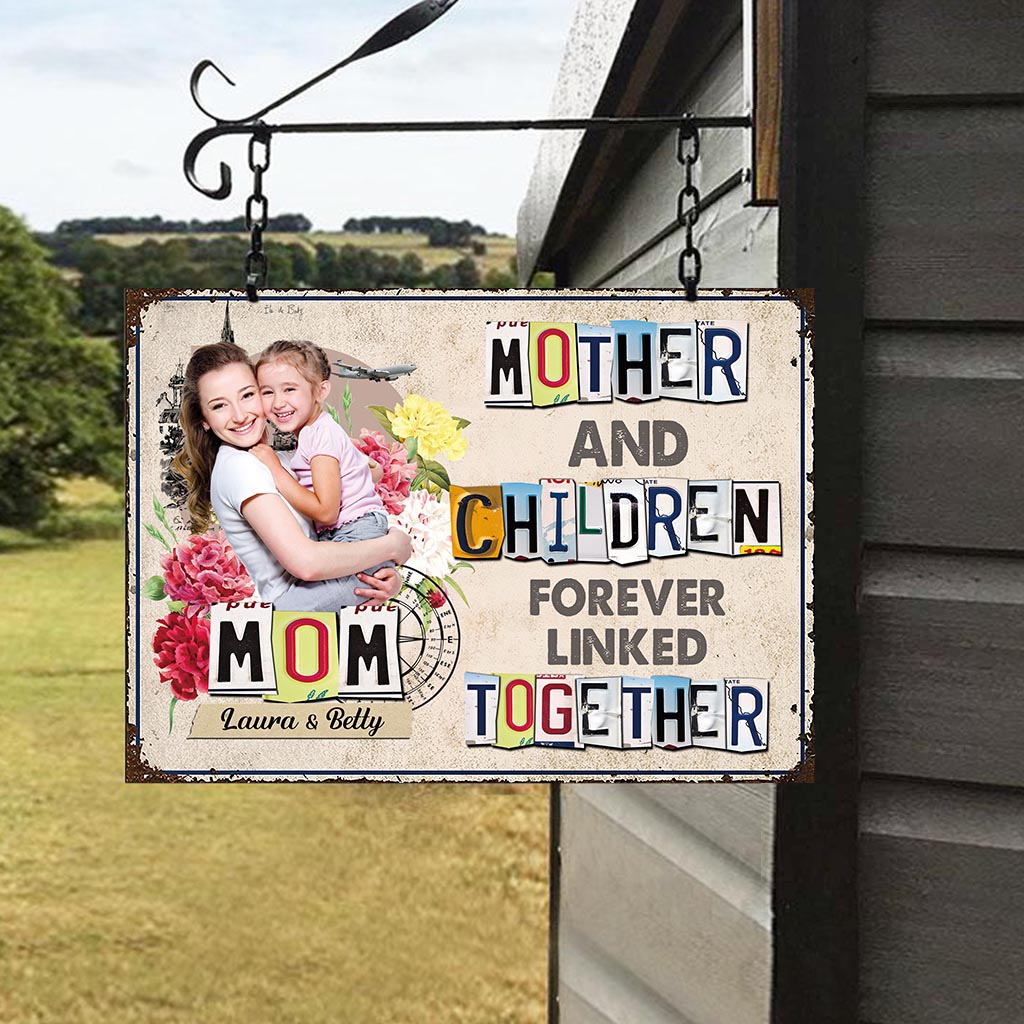 Für immer verbunden – Geschenk für Mama, Tochter, Sohn – Personalisiertes rechteckiges Metallschild