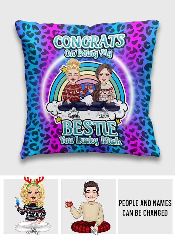 Herzlichen Glückwunsch, dass ihr meine Besties seid! – Geschenk für eine Freundin – personalisiertes Dekokissen