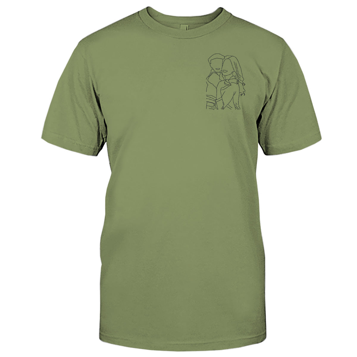 Individuelle Linienzeichnung – Personalisiertes, besticktes Mutter-T-Shirt