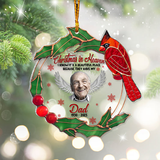Christmas In Heaven - Memorial gift for loss of - Personalized Transparent Ornament