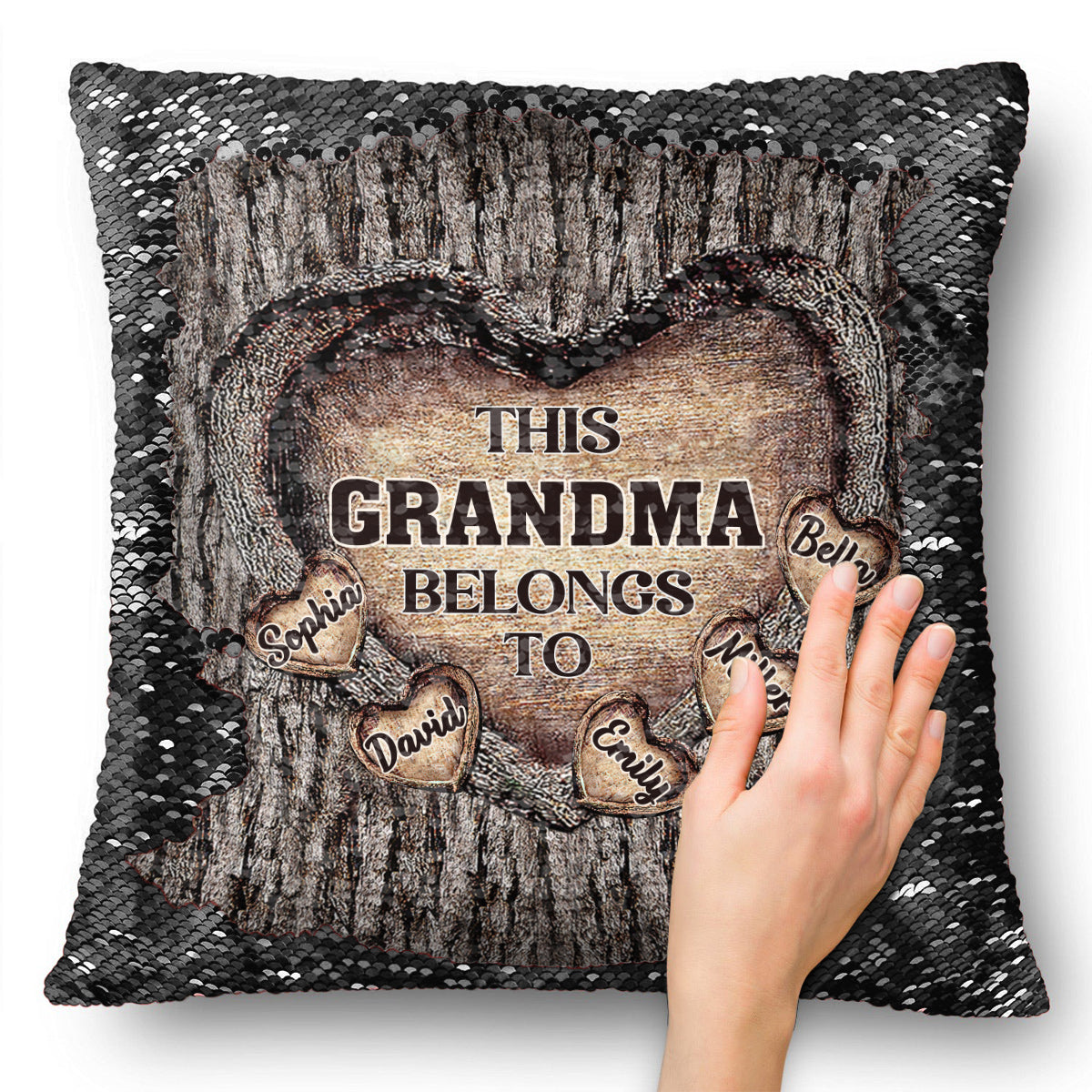Dieses Geschenk für Oma - Personalisierter Pailletten-Kissenbezug