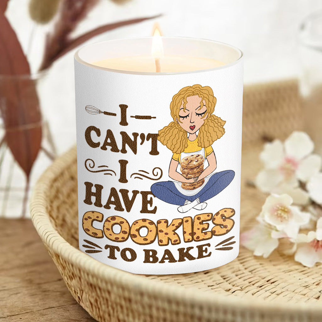 Ich kann nicht, ich muss Kekse backen – Personalisierte Backkerze mit Holzdeckel