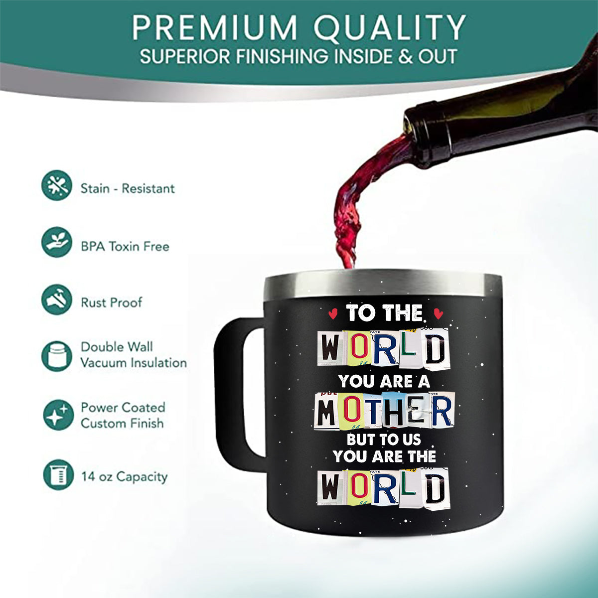 Du bist meine Welt – Personalisierter isolierter Kaffeebecher für Muttertag und Vatertag
