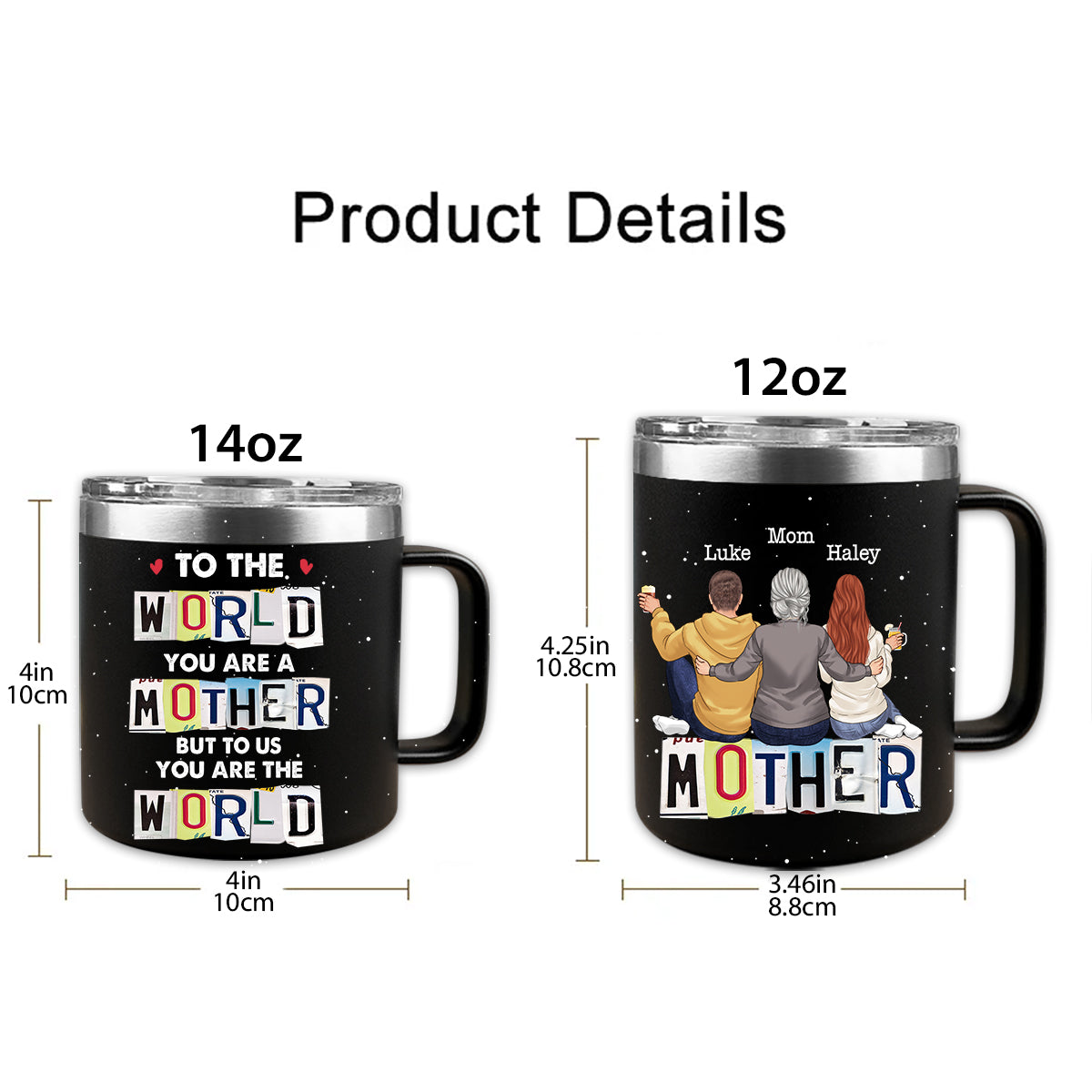 Du bist meine Welt – Personalisierter isolierter Kaffeebecher für Muttertag und Vatertag