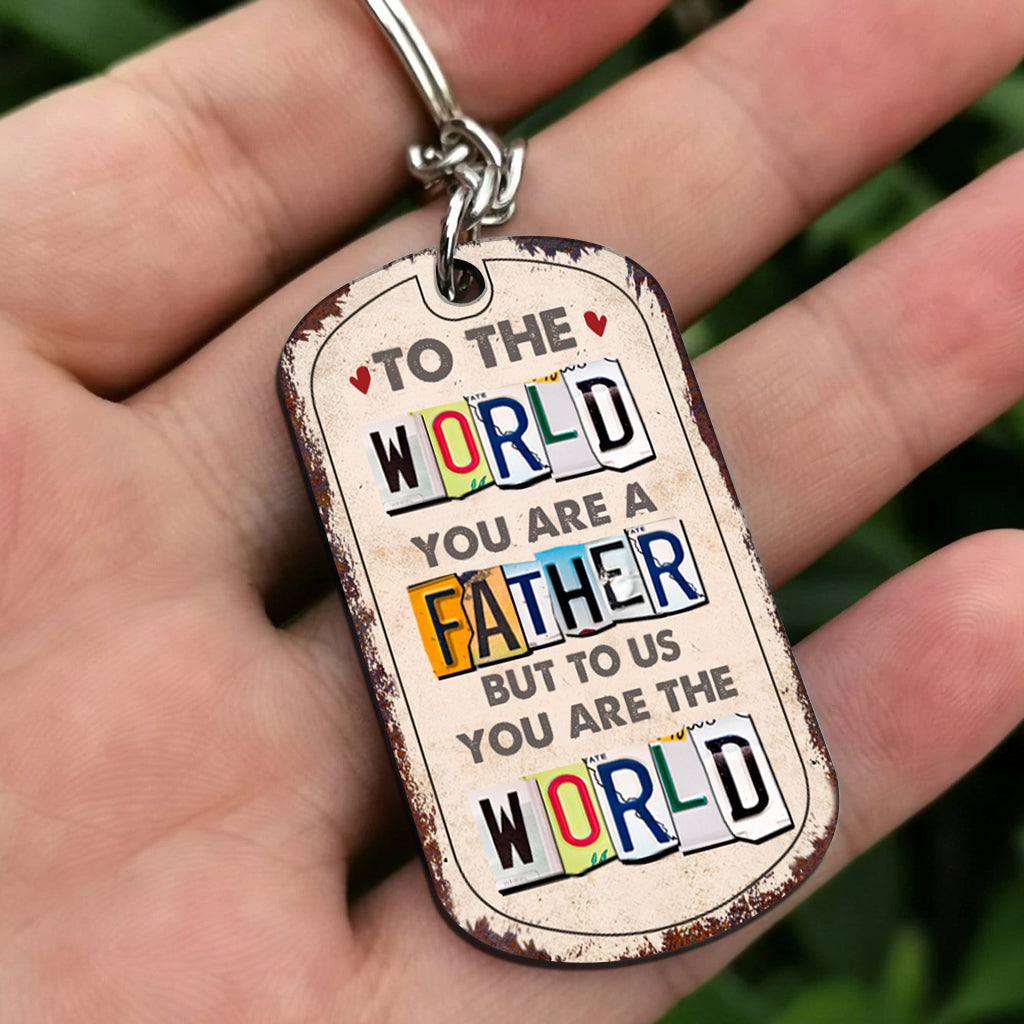 Du bist mir die Welt – Geschenk für Papa, Mama – Personalisierter Edelstahl-Schlüsselanhänger