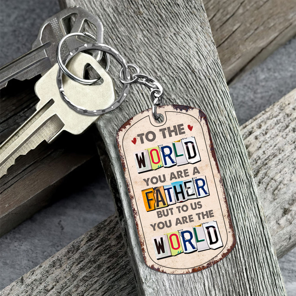 Du bist mir die Welt – Geschenk für Papa, Mama – Personalisierter Edelstahl-Schlüsselanhänger