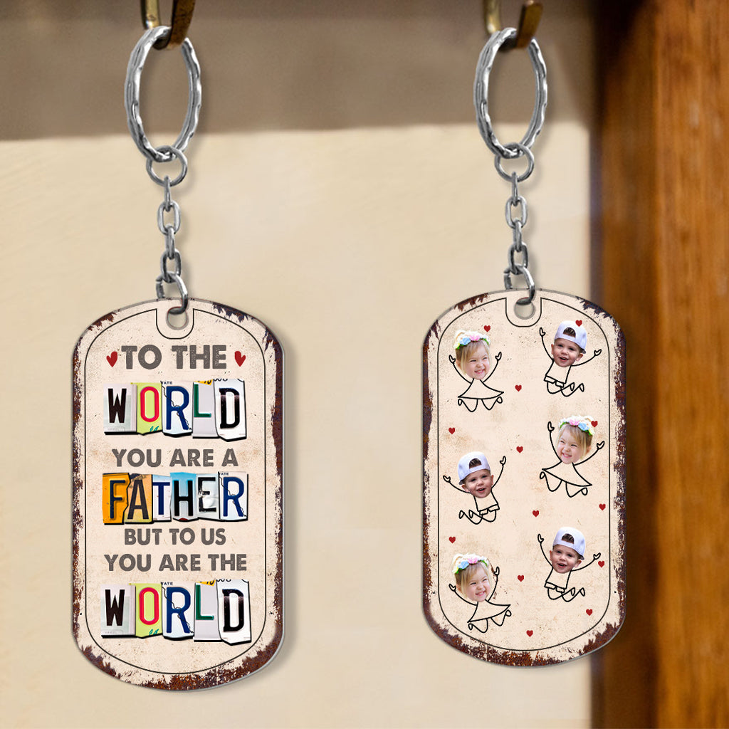 Du bist mir die Welt – Geschenk für Papa, Mama – Personalisierter Edelstahl-Schlüsselanhänger