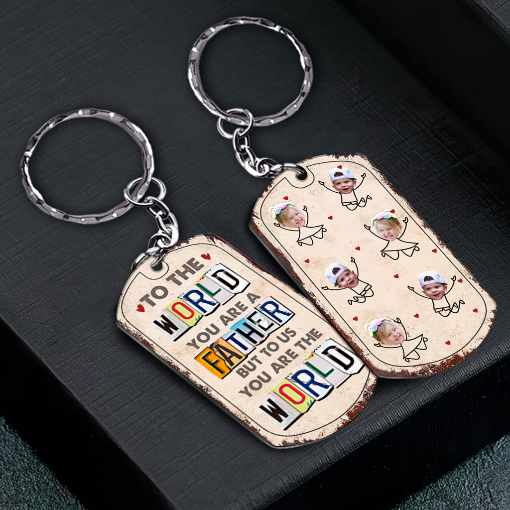 Du bist mir die Welt – Geschenk für Papa, Mama – Personalisierter Edelstahl-Schlüsselanhänger