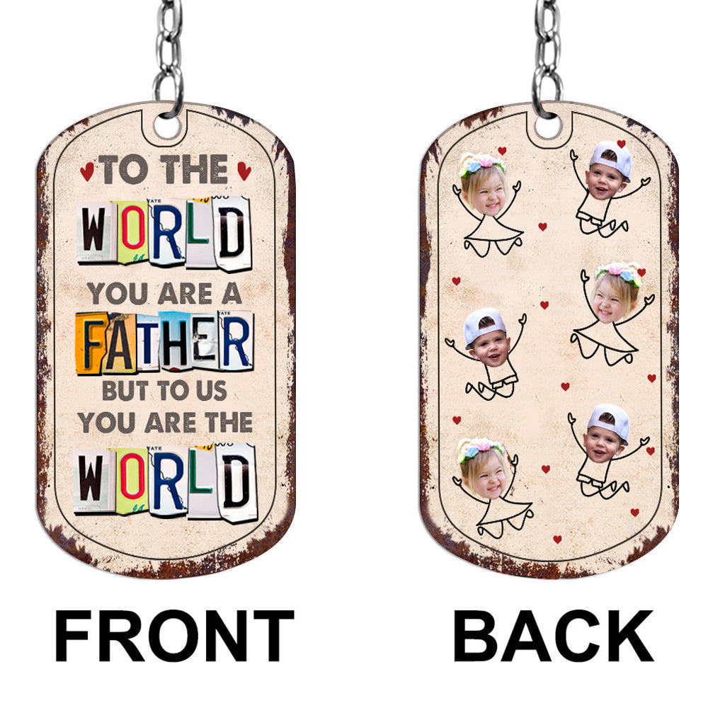 Du bist mir die Welt – Geschenk für Papa, Mama – Personalisierter Edelstahl-Schlüsselanhänger