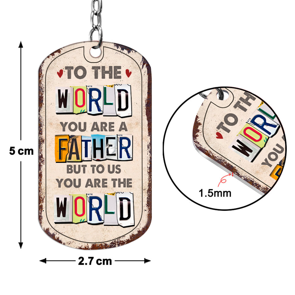 Du bist mir die Welt – Geschenk für Papa, Mama – Personalisierter Edelstahl-Schlüsselanhänger