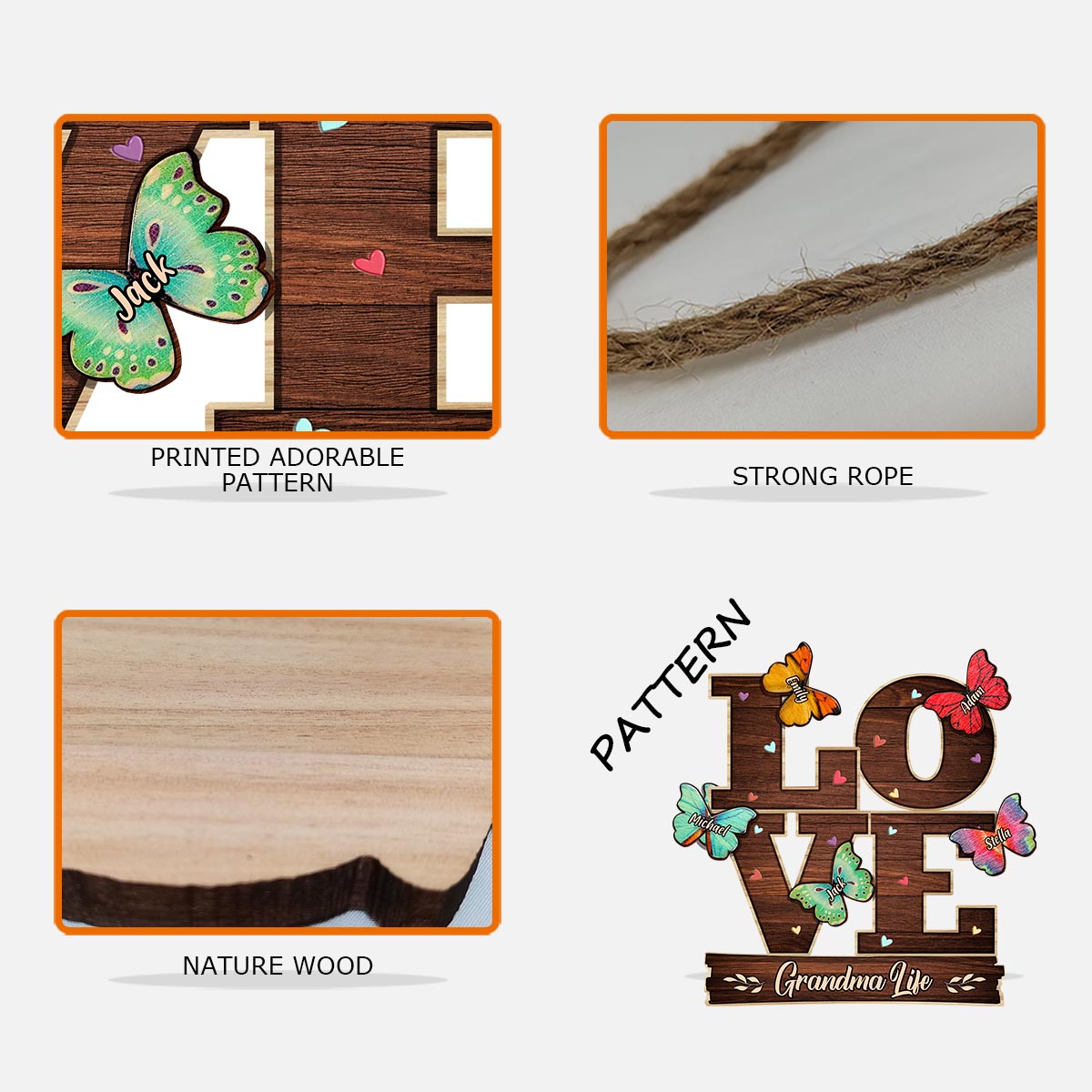 Liebe – Personalisiertes Muttertags-Holzschild für Oma