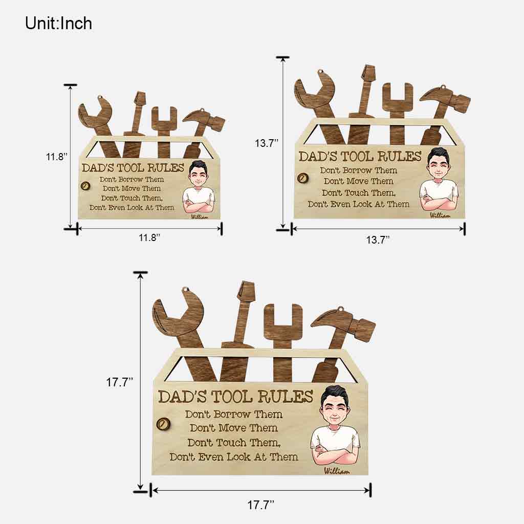 Dad's Tool Rules - Personalized Father Wood Sign