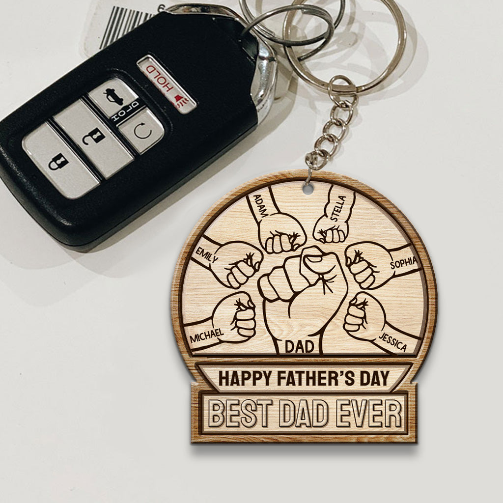 Bester Papa aller Zeiten – Personalisierter Vatertags-Schlüsselanhänger (beidseitig bedruckt)