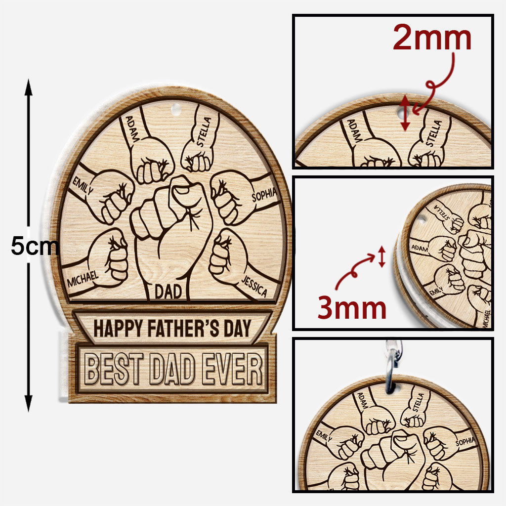 Bester Papa aller Zeiten – Personalisierter Vatertags-Schlüsselanhänger (beidseitig bedruckt)
