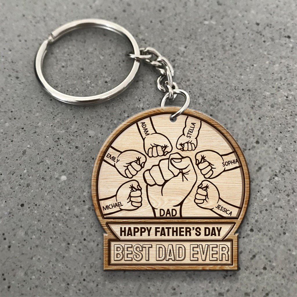 Bester Papa aller Zeiten – Personalisierter Vatertags-Schlüsselanhänger (beidseitig bedruckt)