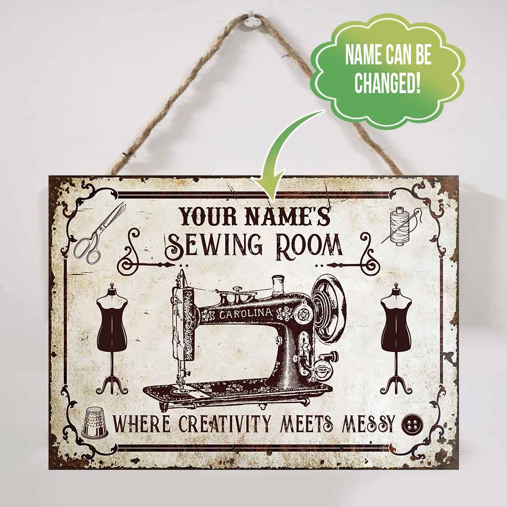 Personalisiertes rechteckiges Metallschild „Nähen“
