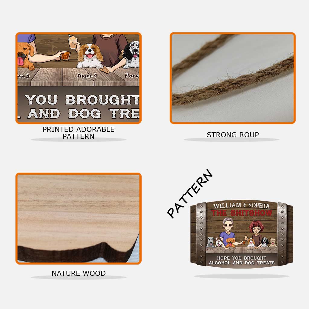 Willkommen zur Show – personalisiertes Hunde-Holzschild