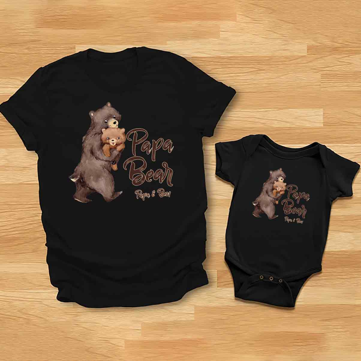 Papa Bär und Baby Bär – personalisiertes Vater-T-Shirt und Baby-Body