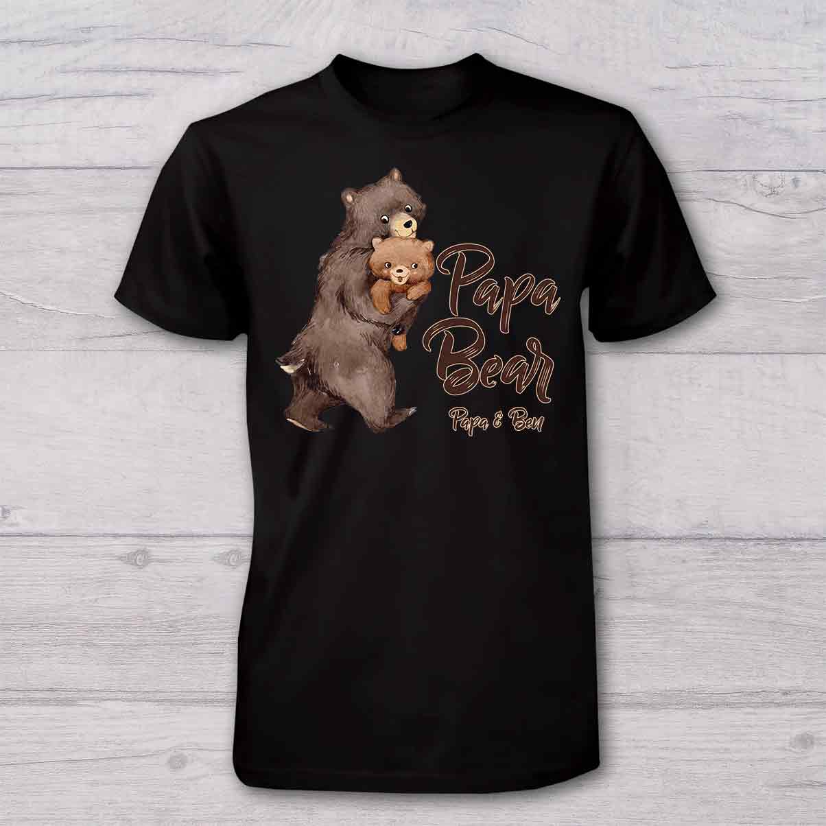 Papa Bär und Baby Bär – personalisiertes Vater-T-Shirt und Baby-Body