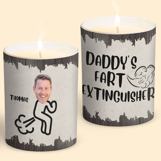 Furzlöscher – Geschenk für Papa, Oma, Opa, Mama, Onkel, Tante, Sohn, Tochter, Bruder, Schwester, Enkelin, Enkel, Ehemann, Ehefrau, Freund, Freundin, Freund – Personalisierte Kerze mit Holzdeckel