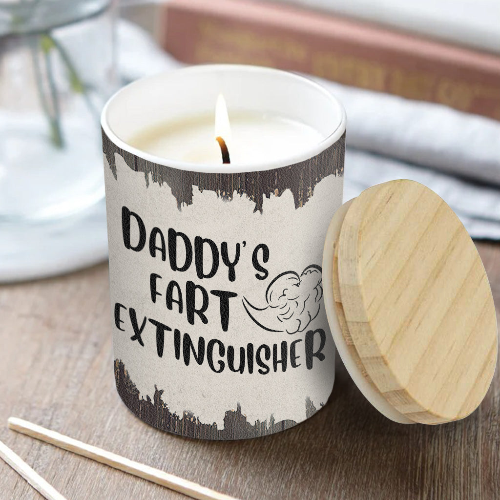 Fart Extinguisher - Gift for dad, grandma, grandpa, mom, uncle, aunt, son, daughter, brother, sister, granddaughter, grandson, husband, wife, boyfriend, girlfriend, friend - Personalized Candle With Wooden Lid