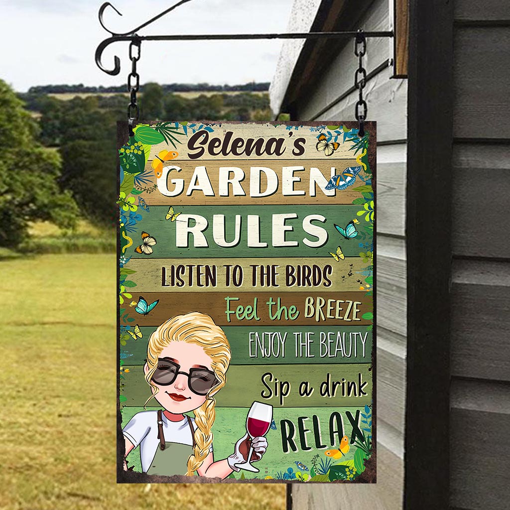 Und ab in den Garten! - Personalisiertes rechteckiges Metallschild für Gartenarbeit