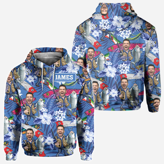 Glücks-Angelshirt – Personalisiertes Angelshirt mit Allover-Print