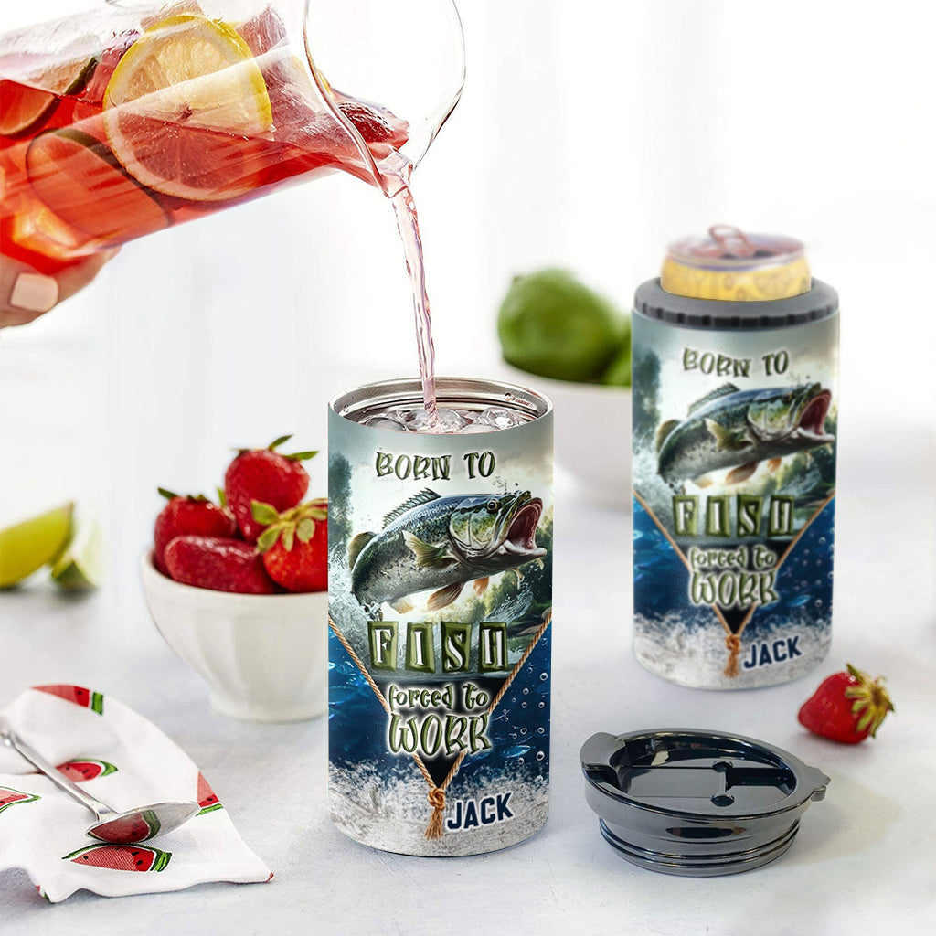 Zum Angeln geboren, zum Arbeiten gezwungen – Personalisierte Angeldosen-Kühlbox