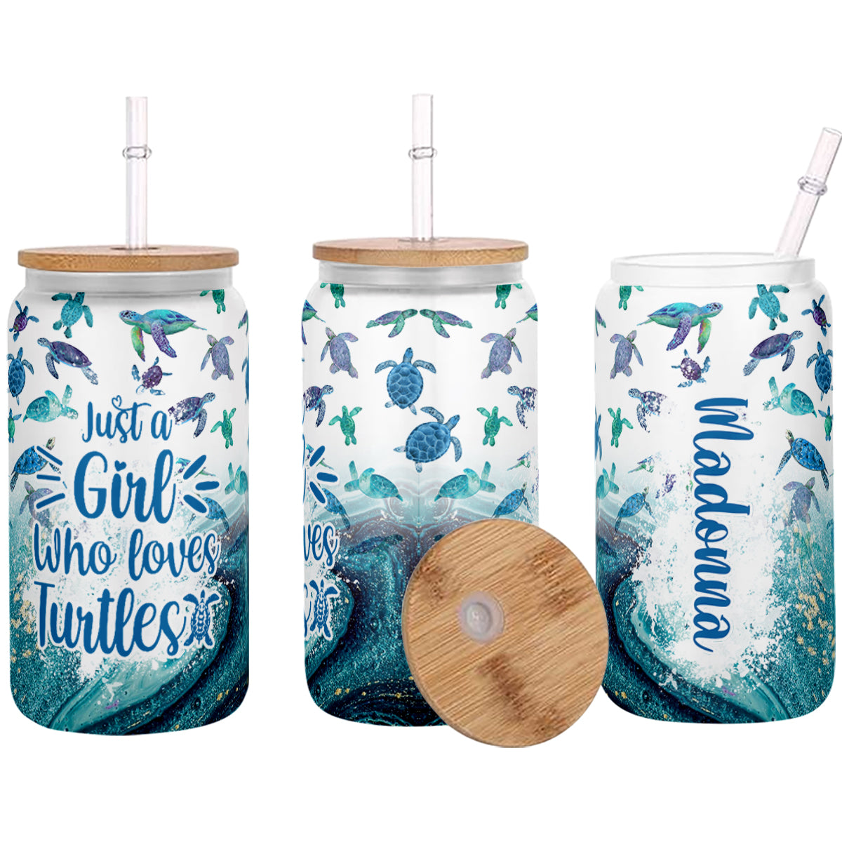 Zum Meer gehören – personalisierte Schildkröten-Trinkflasche