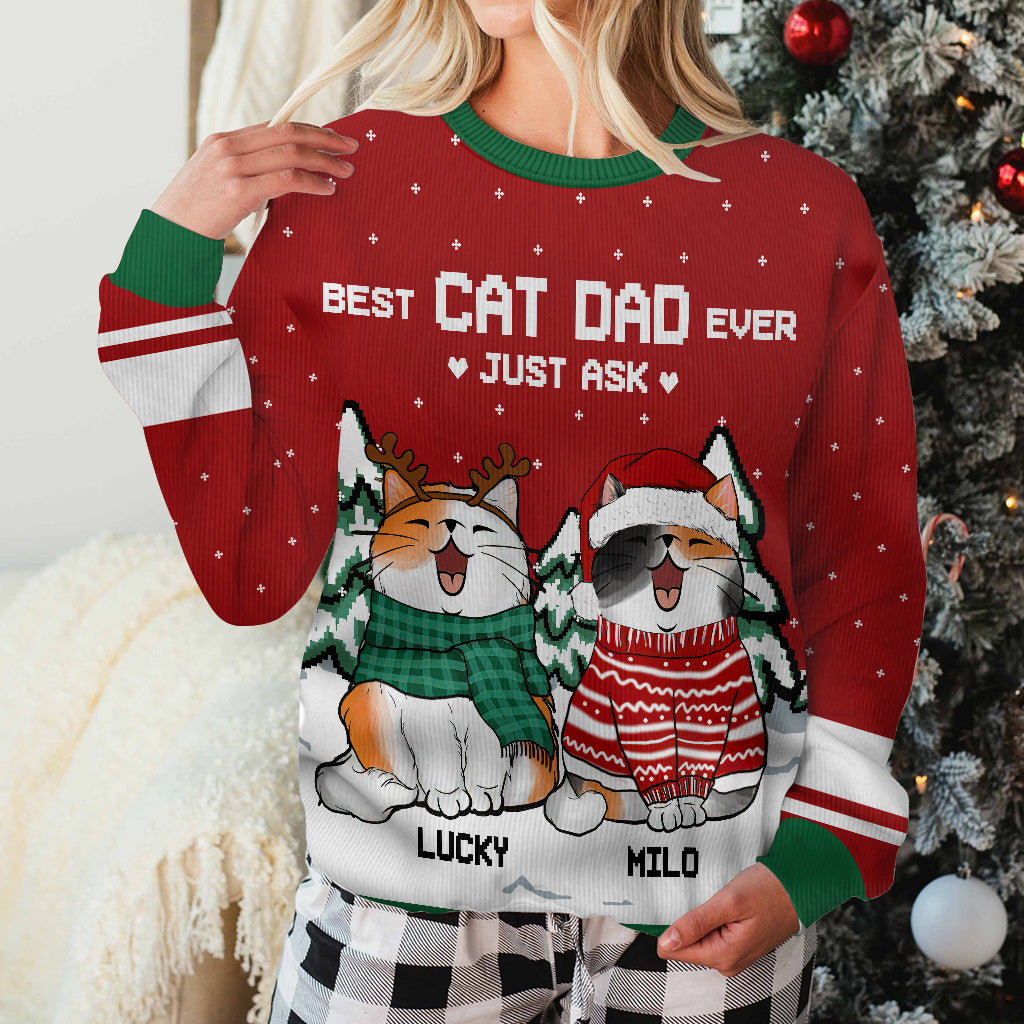 Best Cat Dad Ever - Personalized Cat Ugly Sweater