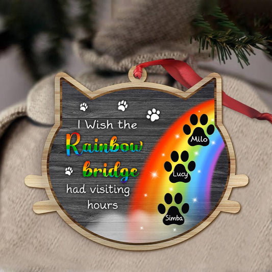 Regenbogenbrücke – Personalisierter Weihnachtsschmuck mit Katze (beidseitig bedruckt)